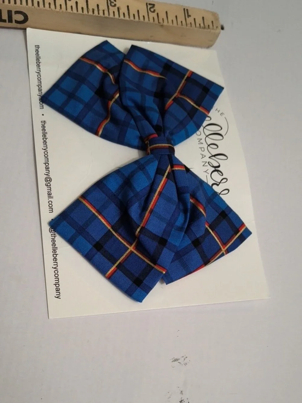 The Elle Berry Company Blue Plaid Kids Bow